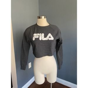 Fila gray cropped crewneck, size small